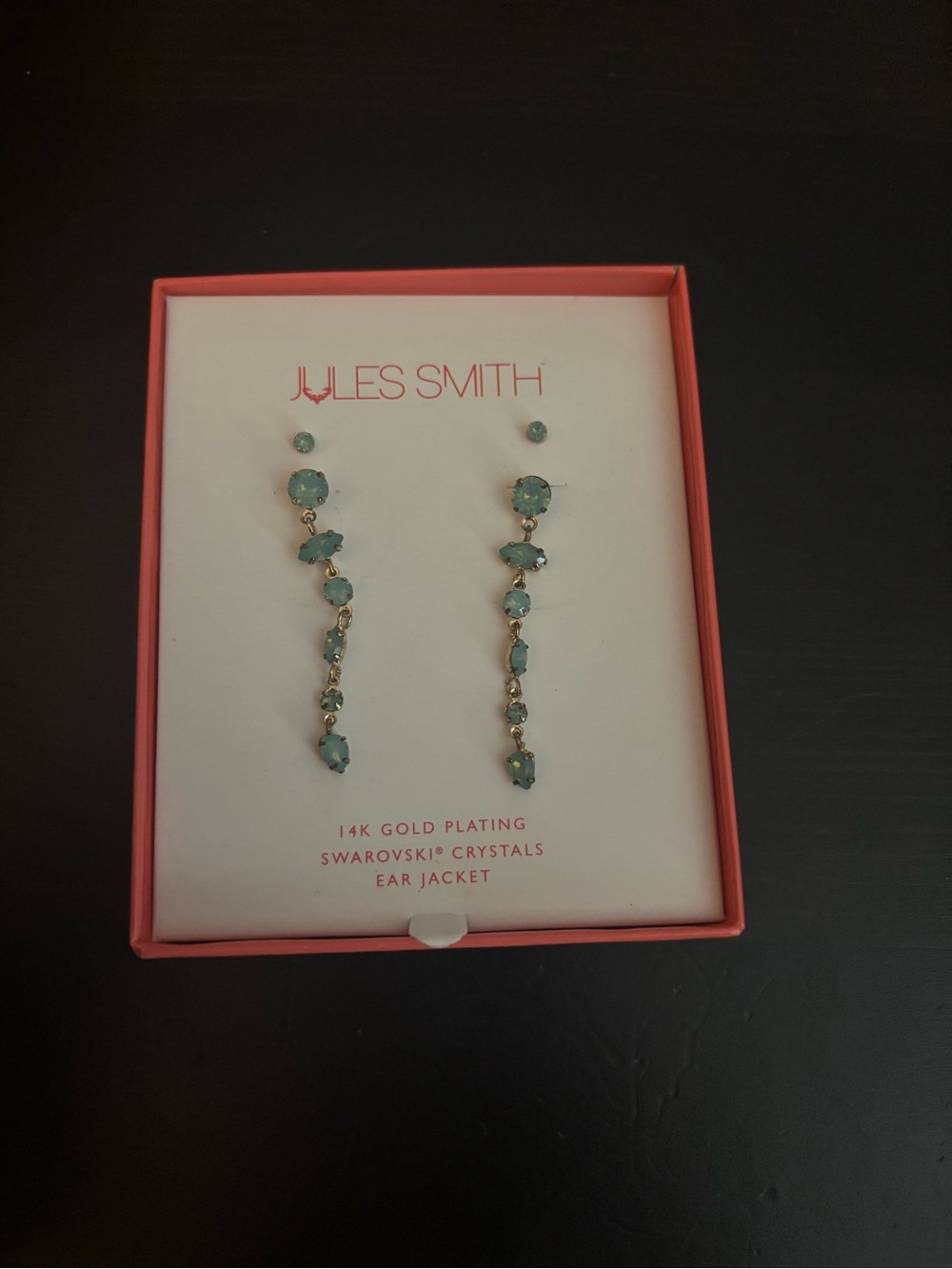 Jules Smith Gold Plated Aqua Crystal Drop Ear Jackets